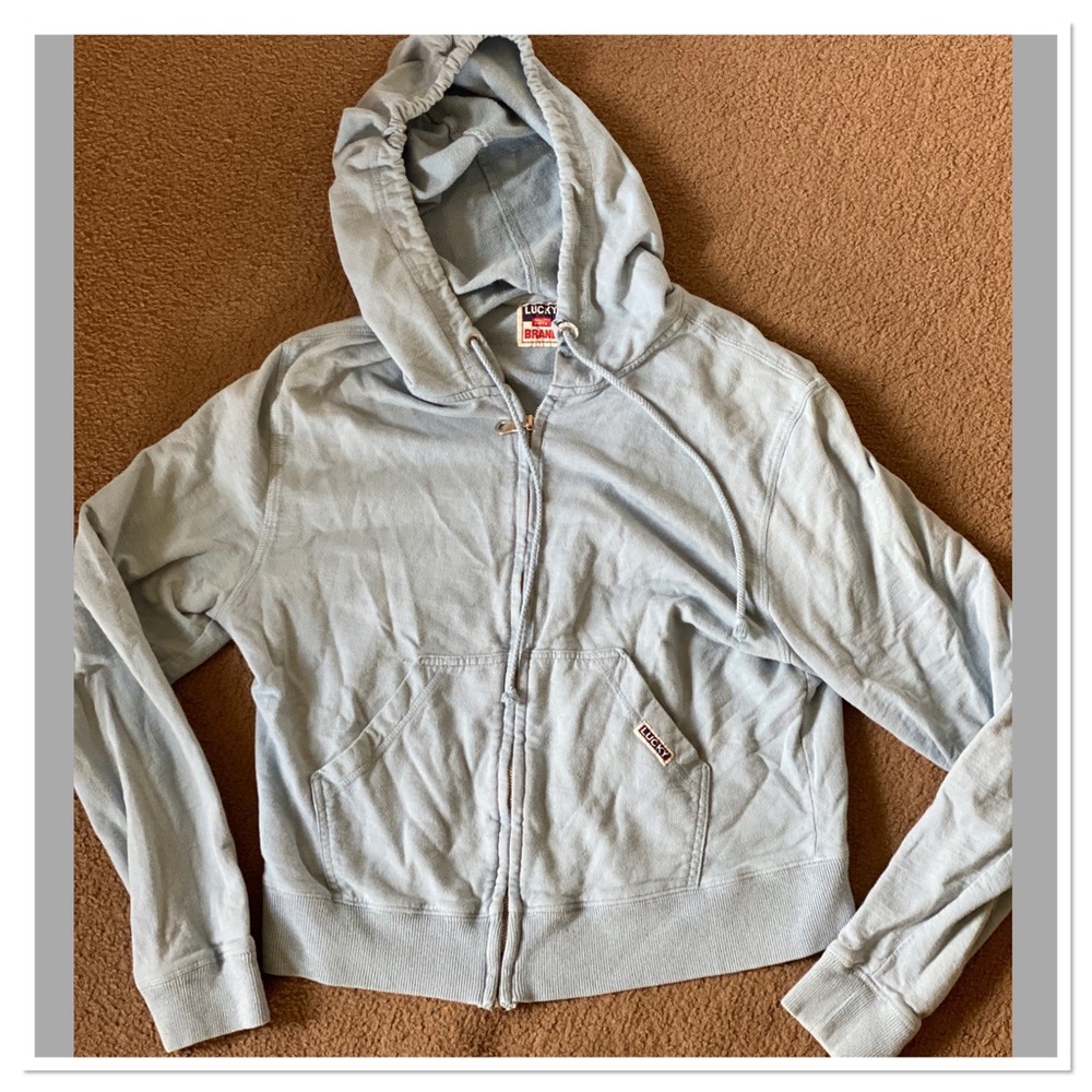 Lucky Brand Light Blue Zip Up Hoodie